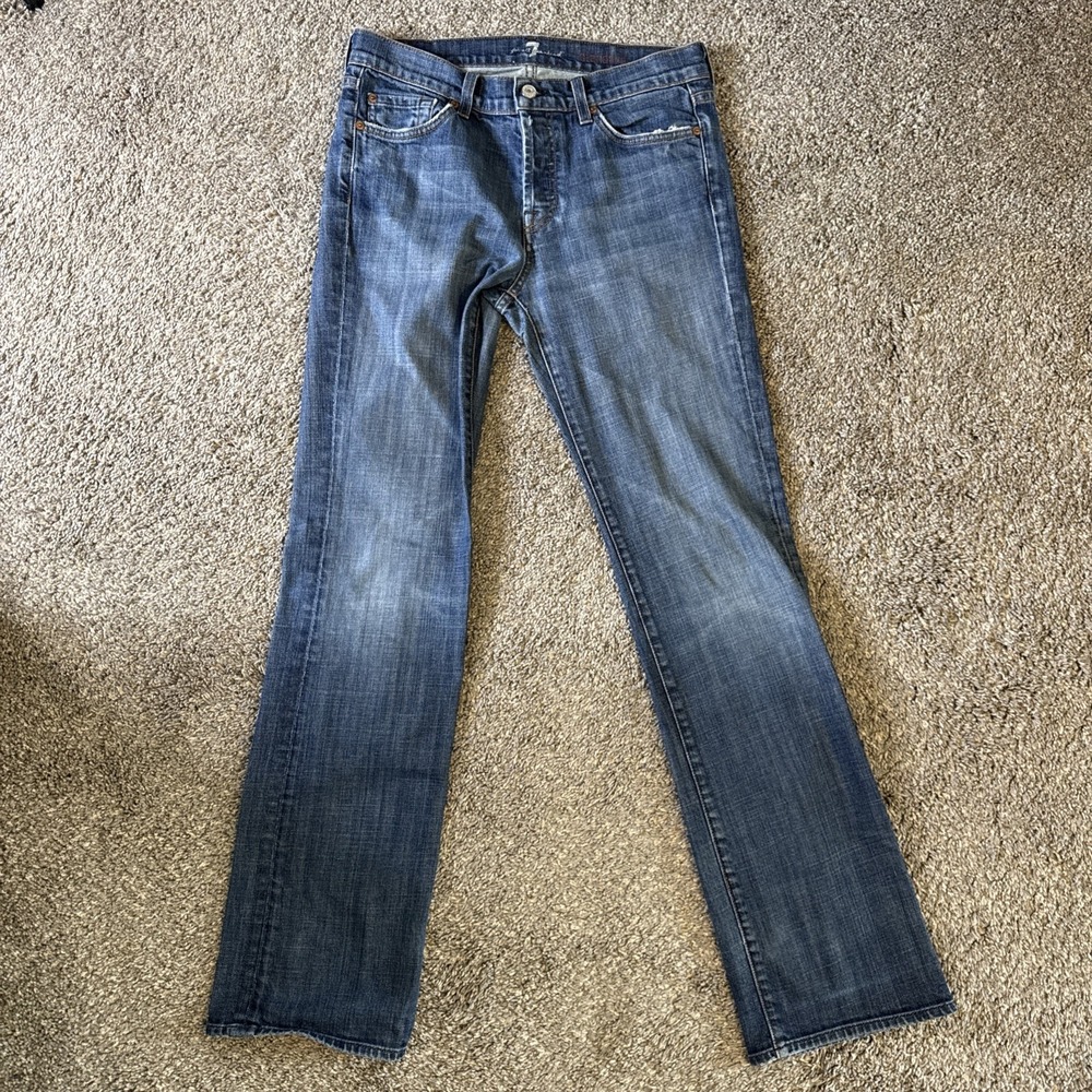 7 For All Mankind Standard Jeans Men Straight Button Fly Medium Wash Size 30x33